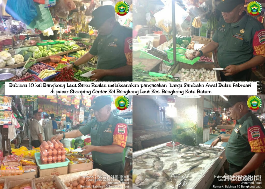 Babinsa 10 Cek Harga Sembako Awal Februari 2020 di Pasar Shopping
